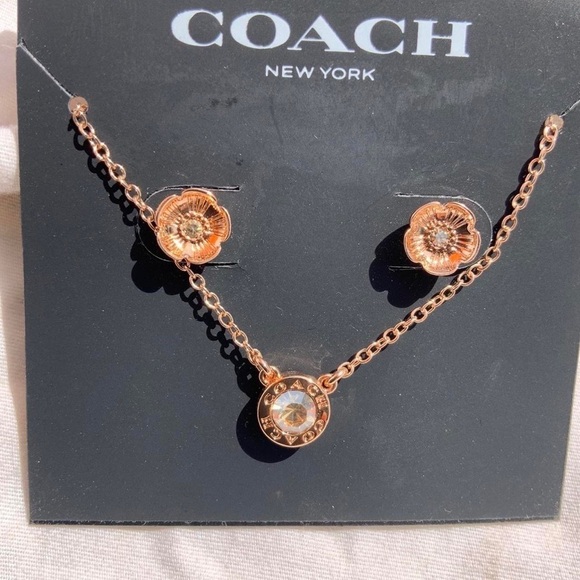 Coach Signature Stone Tea Rose 3-Piece Jewelry Set NWT - Picture 1 of 2